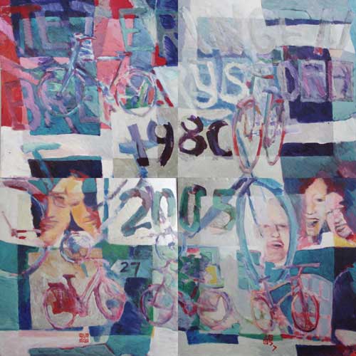 Marja de Jong, acrylic painting on paper title wedding 1-4