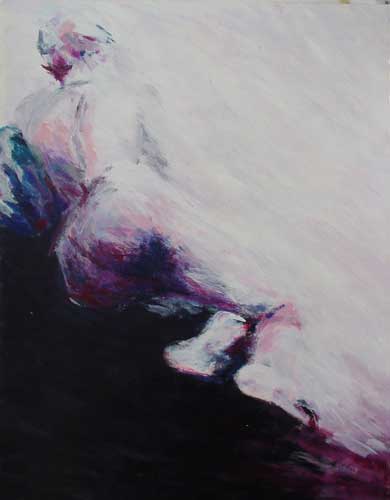 Marja de Jong acrylic painting on paper, title nude Wurfelt