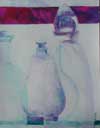 Marja de Jong, acrylic paint, glass bottles 1