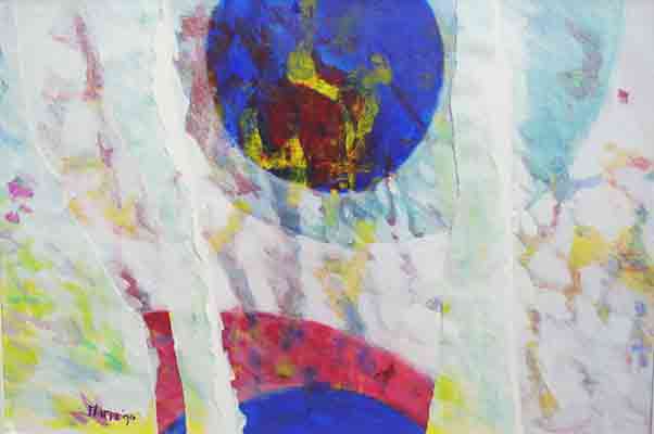 Marja de Jong, acrylic painting on paper title tear up a landscape 3