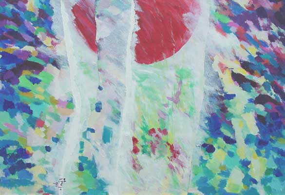 Marja de Jong, acrylic painting on paper title tear up a landscape 2