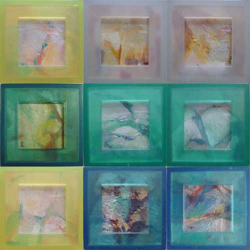 Marja de Jong, acrylic paint series nude in a box