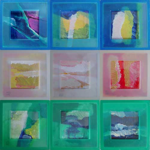 Marja de Jong, acrylic paint series Landscape in a box