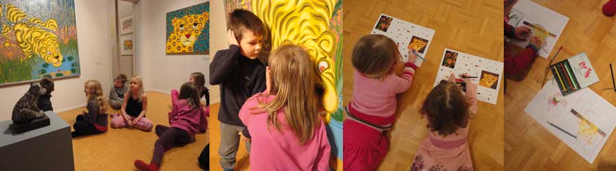 with pupils from Hiirola and Ramala visiting the exhibition 'animals' in Mikkeli Musem