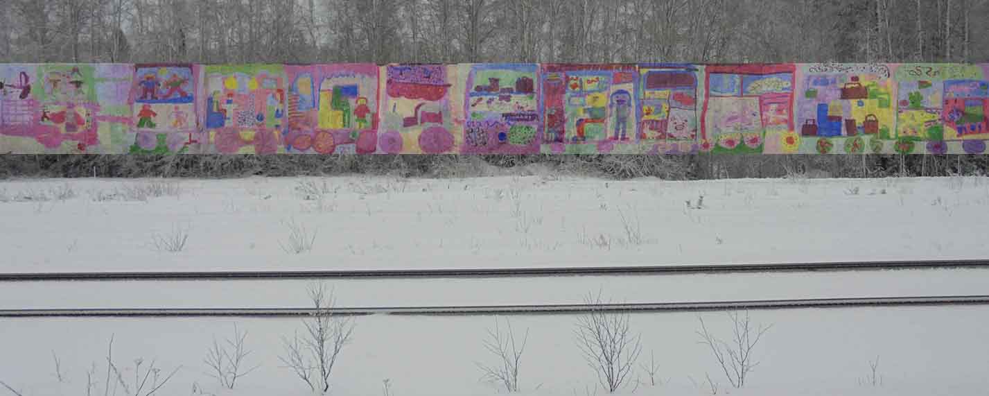 painting about the train by children